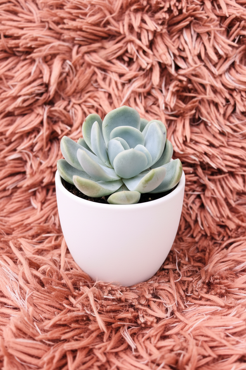 Echeveria subsessilis Morning Beauty side angle view in white ceramic pot