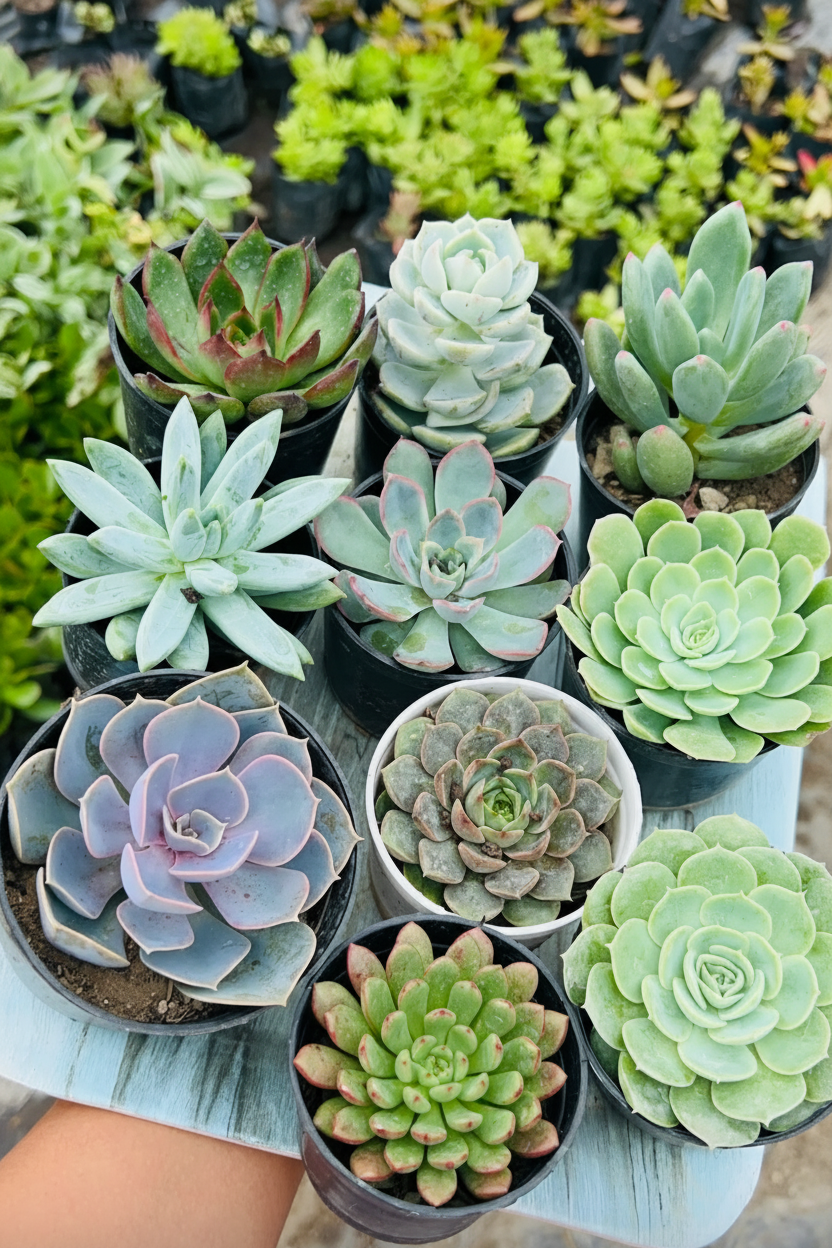 10 Premium Echeveria Combo Angled View