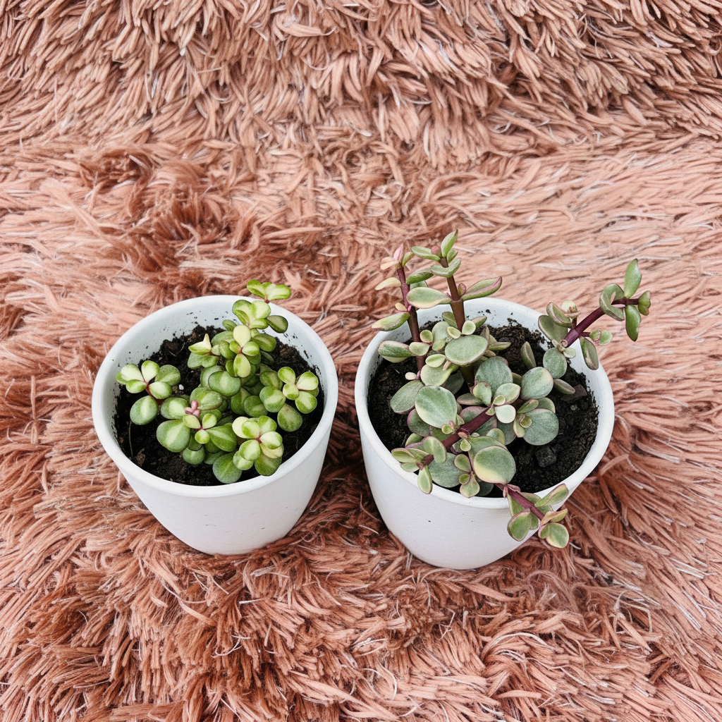 Portulacaria Afra Dwarf Jade Set of 2 – White Ceramic Pot Photo 2