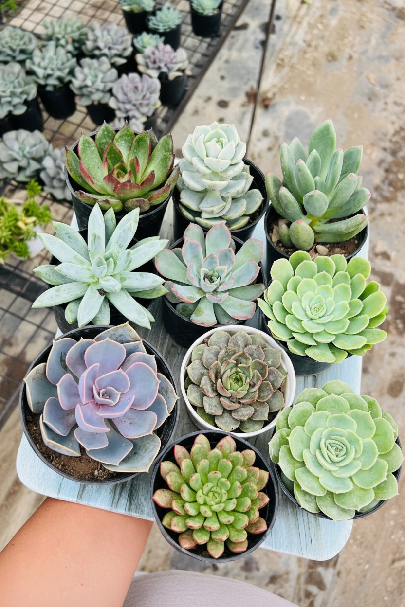 10 Premium Echeveria Combo Top View