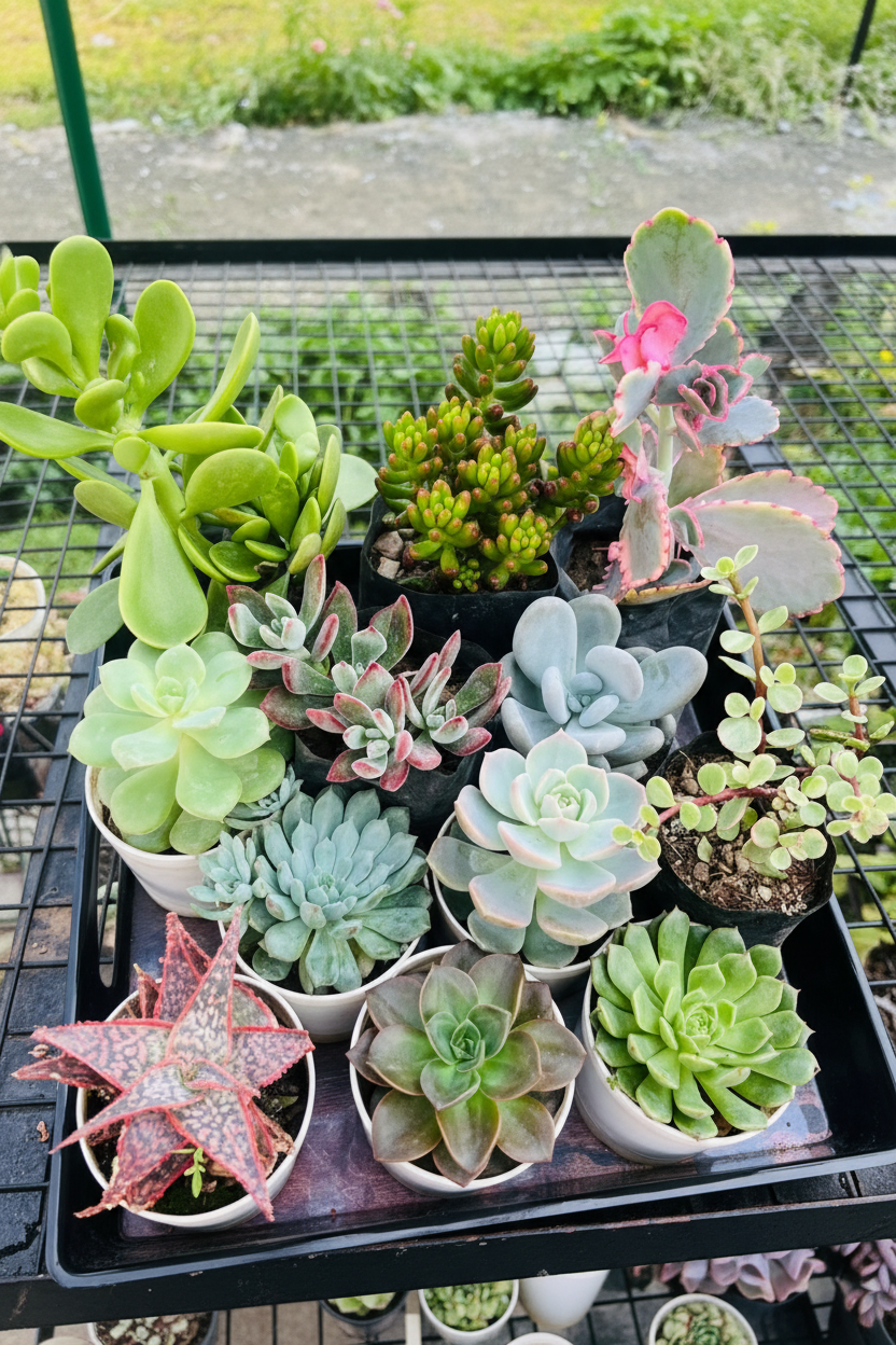 12 Plants Combo Top View in Black Tray