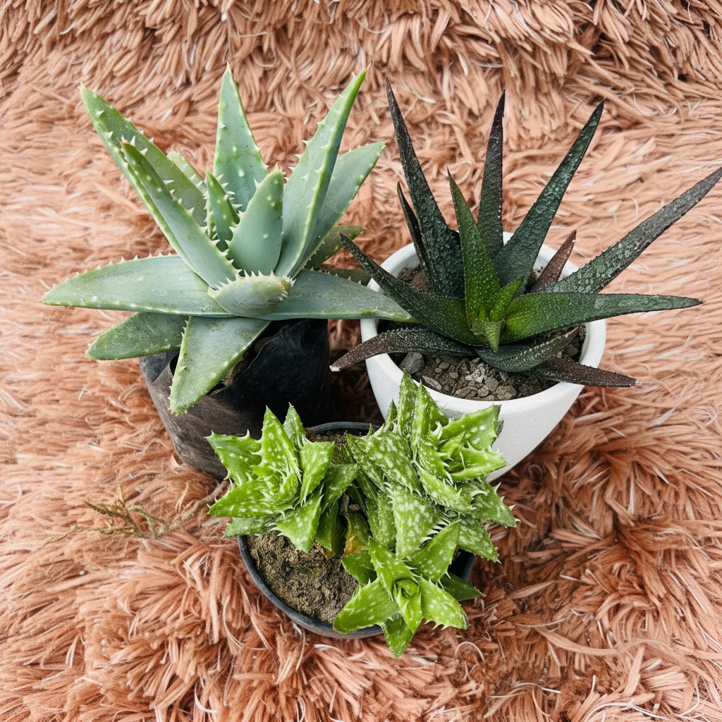 Aloe Set of 3 – White Ceramic Pot Photo 2