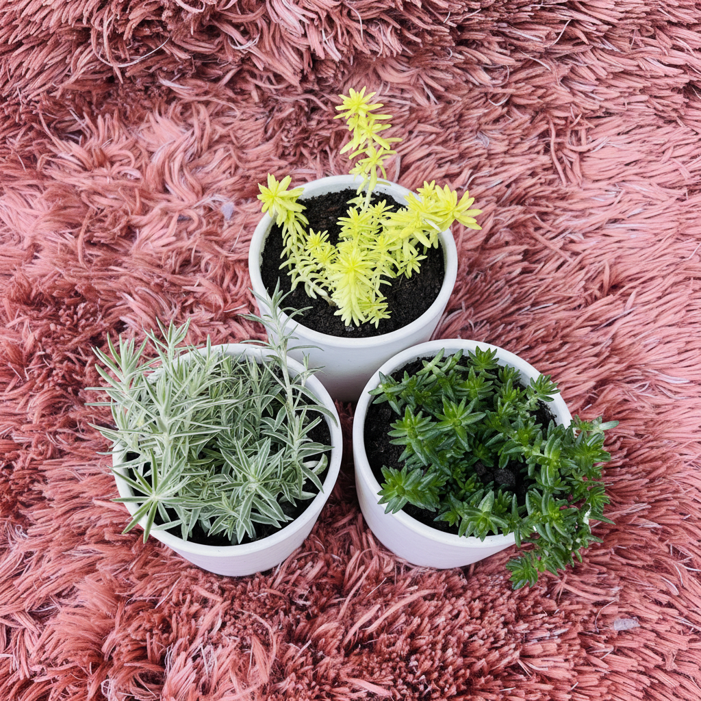 Sedum Set of 3 – White Ceramic Pot Photo 1