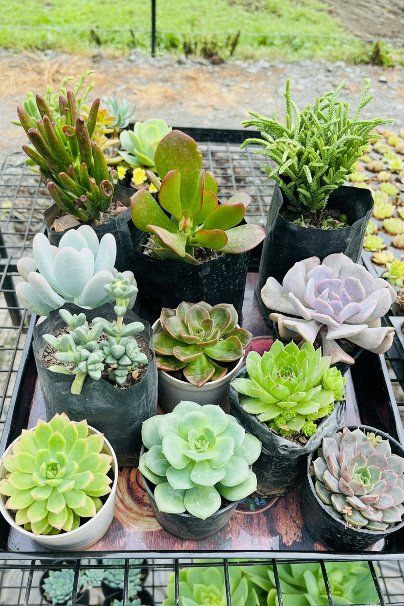 11 Plants Combo Top View in Black Tray