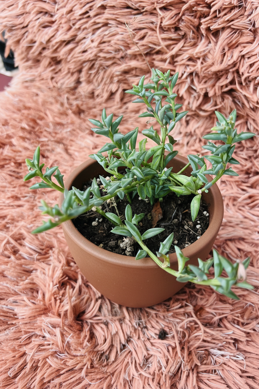 String of Dolphins in Ceramic Brown Pot - Side View