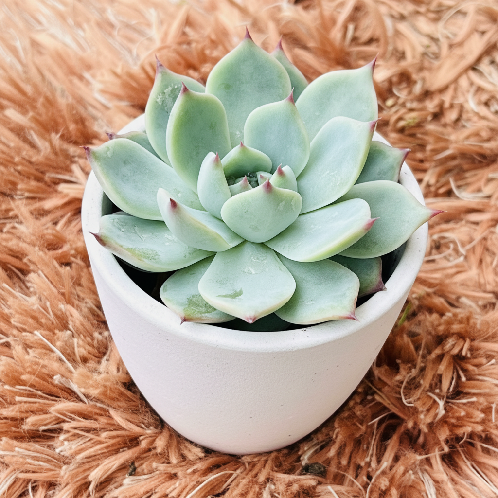 Echeveria Elegans in white ceramic pot – 45 degree angle