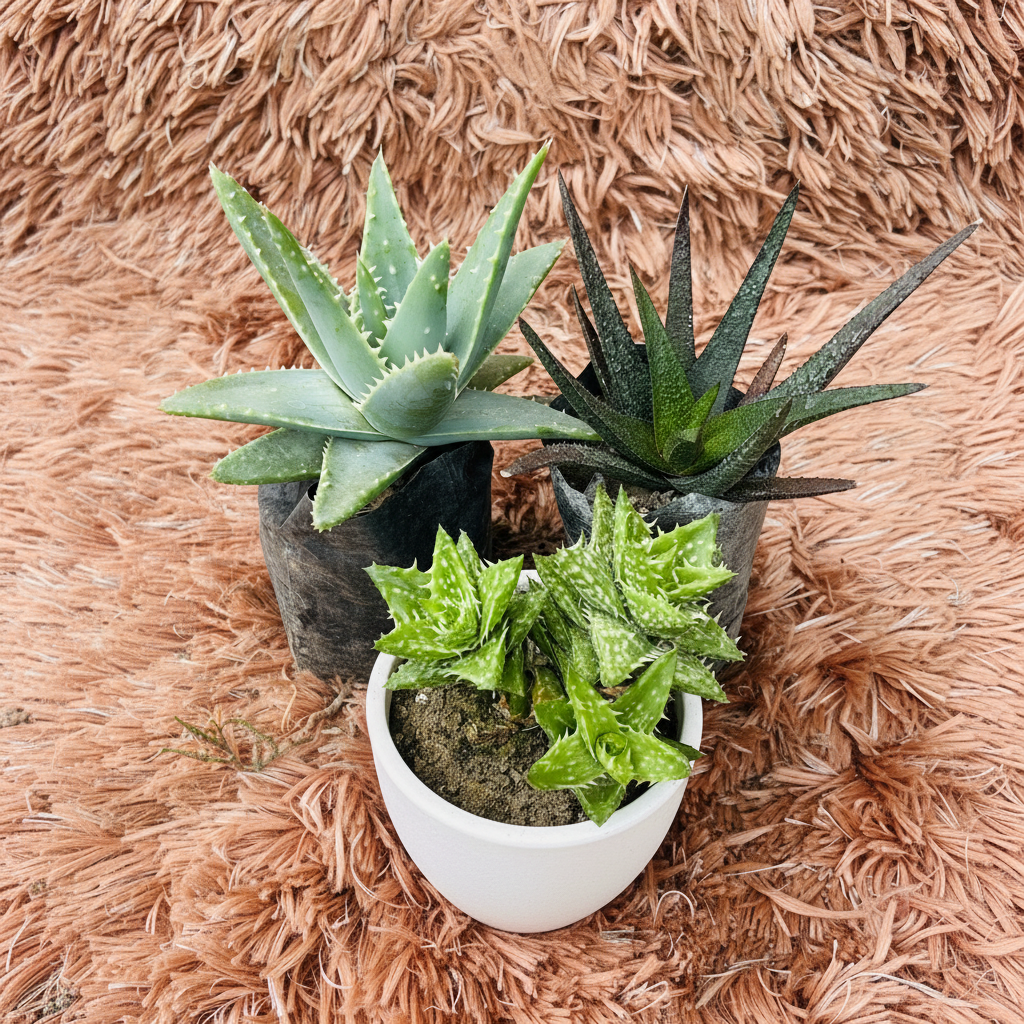 Aloe Set of 3 – White Ceramic Pot Photo 1